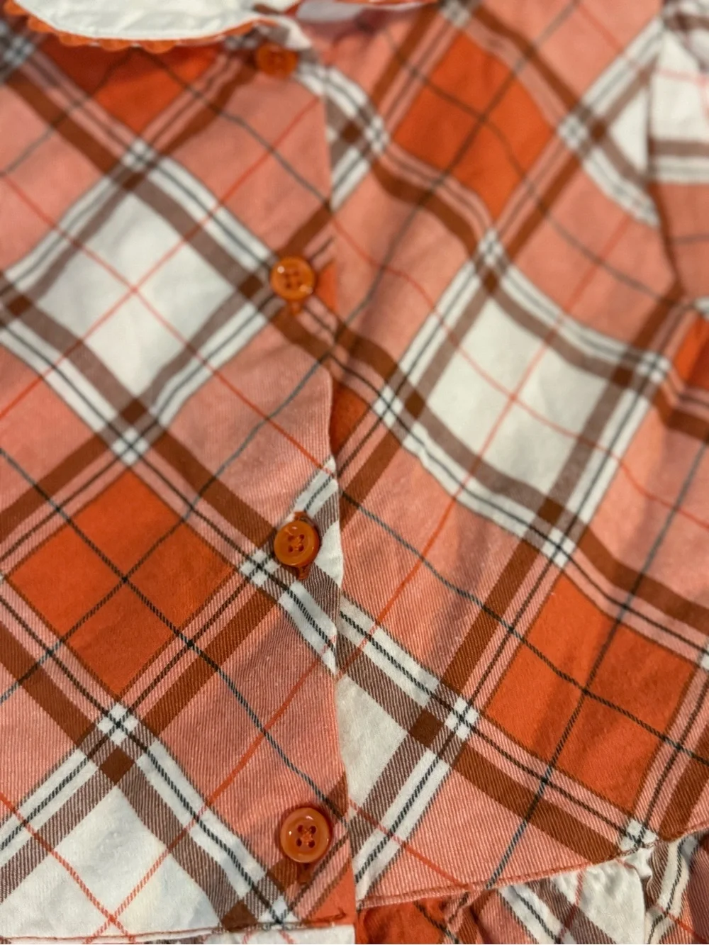 Gymboree Orange Plaid Dress with pumpkin collar